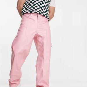 Like New! ASOS Design Pink Faux-Leather Pants - Size 34